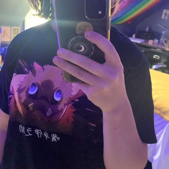 A demon slayer black anime shirt with inoske on it - Picture 4 of 4